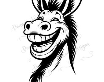 Laughing Funny Donkey Zoo Animal, DIGITAL DOWNLOAD