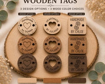 Personalized Custom Wood Buttons: Knit & Crochet Crafter Labels