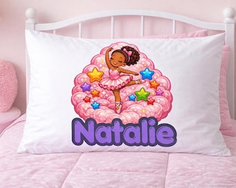 Personalized Ballerina Pillowcase – Custom Name, Ballet Dancer, Bedroom Decor