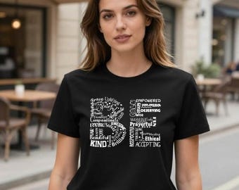 BE Positive Word Art Tee | Inspirational Typography Shirt | Motivational Graphic T‑Shirt