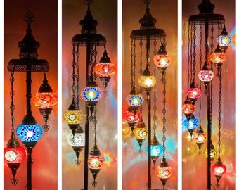 Customisable 3-5-7-9 Globe Turkish Floor lamp Mosaic Standing lamp All Colour Personalised Moroccan Mosaic Corner Light Free LED Bulbs Lamps