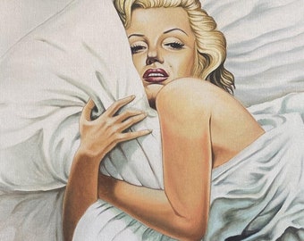 Handbemalte Marilyn Monroe Leinwand, Hollywood Glamour Schlafzimmer Kunst