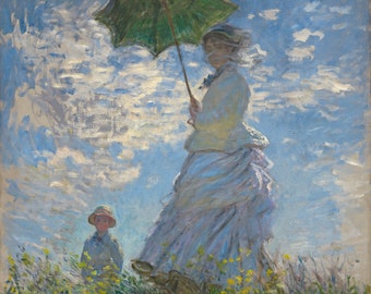 手書き油絵 クロード・モネ 日傘をさす人 額付 絵画 インテリア 油彩画 手書き油絵 クロード・モネ 日傘をさす人 額付 絵画 インテリア