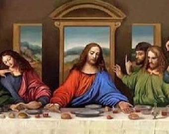 最後の晩餐 - レオナルド ダ ヴィンチの手描き油絵複製、イエスと弟子