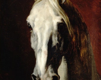 テオドール・ジェリコー、スペインの馬、希少画集画、新品高級額 テオドール・ジェリコー「白い馬の頭」1815年、高品質油絵複製 - Etsy 日本