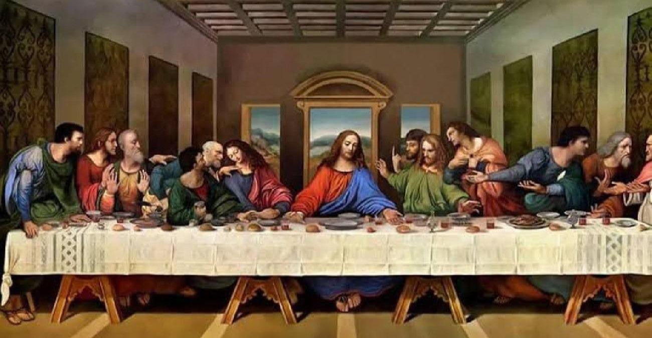 レオナルド・ダ・ヴィンチ『最後の晩餐』油絵複製、ルネサンス期