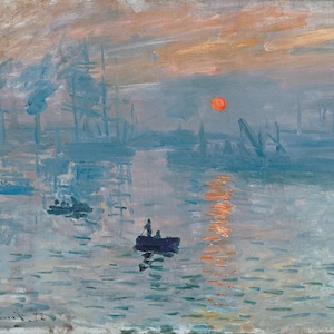 Claude Monet Impression Sunrise Oil Painting Reproduction, impressionism art, Living Room Decor, home decor wall art