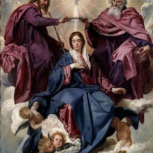 Diego Velazquez The Coronation of the Virgin Oil Painting Reproduction,  Living Room Wall Art, Home Decor Wall Art on Canvas