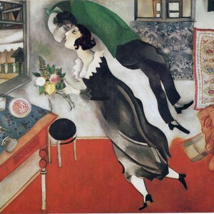 マルク・シャガール作「7本の指を持つ自画像」（1913年）、手描きの