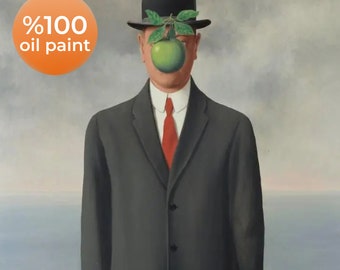 Rene Magritte The Son Of Man, High quality hand-painted oil painting reproduction, canvas wall art, modern wall art,