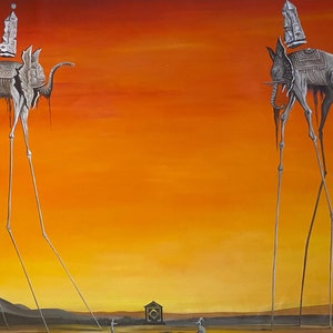 Salvador Dali The Elephants, Oil Painting Reproduction, Original Framed Oil Painting, oil painting on canvas, home decor wall art,