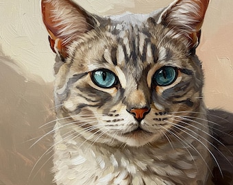 Personalisiertes Haustier Portrait Gemälde, Katzenportrait vom Foto, Haustier Gemälde auf Leinwand, Handgemaltes Haustier Portrait Katzenmalerei, ca Erinnerungsgeschenk