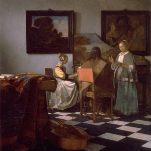 Johannes Vermeer The Concert, Oil Painting Reproduction, Framed Painting, Canvas wall art, oil painting on canvas,