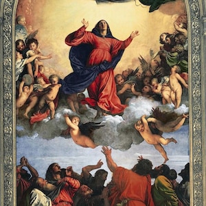 Titian Assumption of the Virgin Oil Painting Reproduction, Hand-Painted Living Room Wall Art, Home Decor Wall Art on Canvas