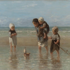 Jozef Israëls Children of the Sea Oil Painting Reproduction, Framed Painting, oil on canvas paintings, home decor wall art,