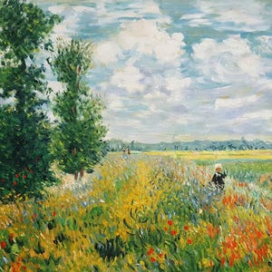 Claude Monet Mohnfeld, Argenteuil Ölgemälde Reproduktion, Landschaftskunst, Impressionismus Kunst, Wohnzimmer Dekor, Wohnkultur Wandkunst