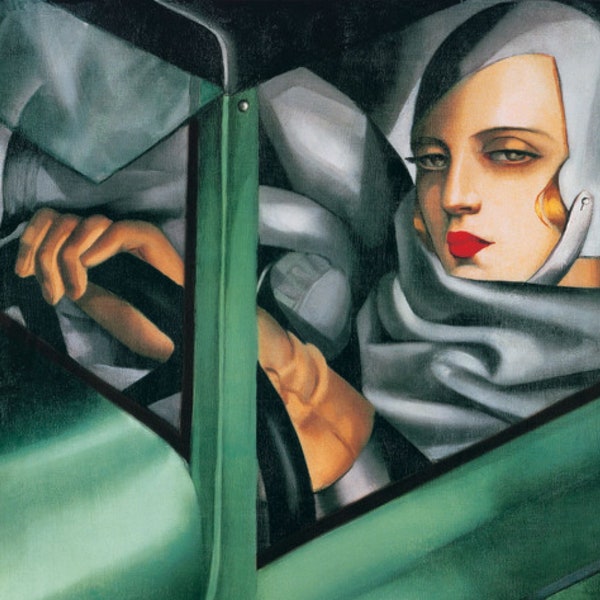 Tamara de Lempicka Tamara in a Green Bugatti, self-portrait, Oil painting on canvas, High quality oil painting reproduction