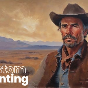 Custom Western painting, western portrait from photo, Western art, Western decor, western gifts, Custom Cowboy Oil Painting on Canvas,