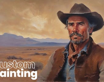 Custom Cowboy Ölgemälde auf Leinwand, Western Portrait Art