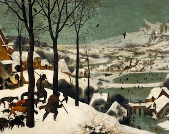 雪の中の狩人たち（冬） - ピーテル・ブリューゲル（父）手描き油絵