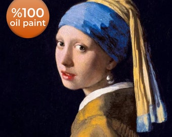 Johannes Vermeer Ragazza con orecchino di perla, Riproduzione di pittura a olio, dipinto famoso, dipinto incorniciato, arte murale di decorazioni per la casa