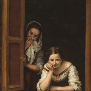 Bartolome Esteban Murillo Two Women at a Window, Oil Painting Reproduction, Original Framed art, oil painting on canvas, home decor wall art