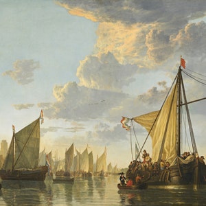 Aelbert Cuyp The Maas At Dordrecht, Oil Painting Reproduction, Ship Painting, Original Framed art, classic oil painting, home decor wall
