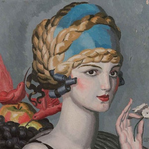 Jean Dupas Pomone (Mlle Marguerite Grain), oil painting reproduction, French Art Deco, Portrait painting, Oil painting on canvas