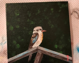 Kookaburra Painting, Australian Art (4"x4")
