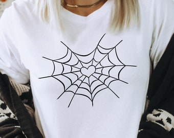 Heart Spiderweb Shirt, Halloween Spider Web Shirt, Spooky Shirt, Funny Halloween Shirt, Spooky Season Shirt, Cute Halloween Shirt