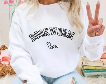 Felpa varsity Bookworm, felpa libro, camicia libresca, camicia amante dei libri, regalo per il lettore, regalo per gli amanti dei libri, regalo del club del libro