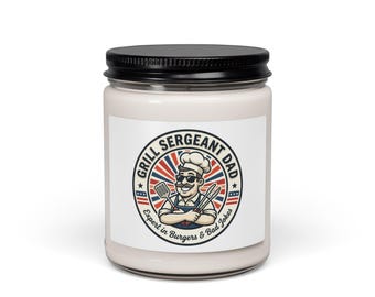 Grill Sergeant Dad Candle | Father's Day, Funny Outdoorsy BBQ Scented Soy 9oz