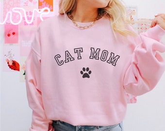 Cat mom varsity sweatshirt, Cat mom sweatshirt, Cat mom shirt, Cat lover shirt, Gift for cat lover, Crazy cat lady shirt, Cat shirt