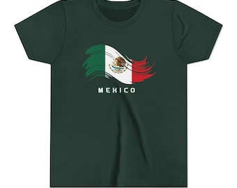 Mexico Flag Brushstroke Tee | Mexican Coat of Arms Youth Shirt