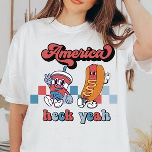 Retro America Tee Shirt, Retro USA Shirt, America 4th of July Shirt, Independence Day Tee, America Heck Yeah Shirt, USA 4th of July Shirt