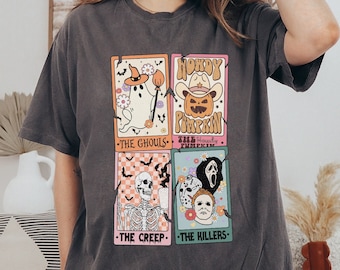 Halloween Ghost Card T-Shirt, Retro Halloween T-Shirt, Ghost Halloween Shirt, Holiday Tee, Retro Spooky Shirt, Comfort Colors Halloween Tee