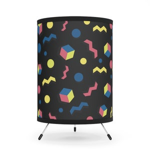 Retro Geometric 80s 90s Nostalgic Vibe Table Art Tripod Lamp Home Decor, Fast and Free Shipping
