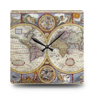 Antiguo mapa del mundo Atlas Vintage cartografía estética redonda y cuadrada arte de pared colgante decoración del hogar reloj, envío rápido y gratuito
