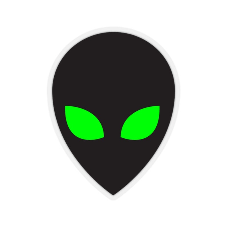Black Alien Green Eyes Sticker UFO UAP Laptop Sticker Outer - Etsy