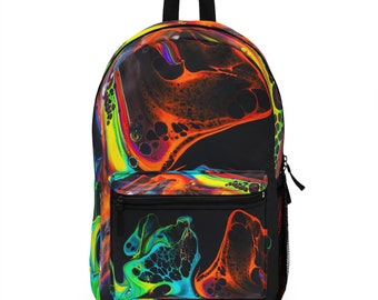 Moda Estética Psicodélico Trippy Remolino Patrón Mochila Bookbag, Regreso a la escuela