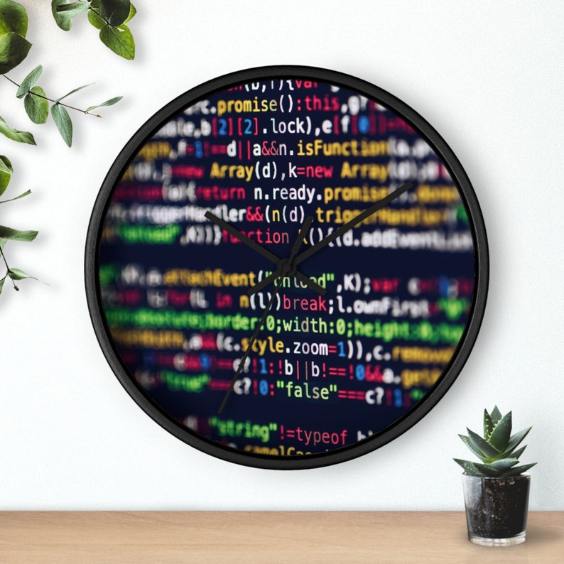 Coder Programmer Tech AI Computer Science 10" Clock Aesthetic Wall Art Hanging Home Office Decor, Fast and Free Shipping image 1