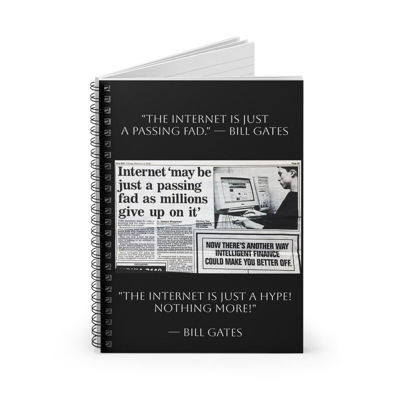 Newspaper Notebook Internet is A Fad Newspaper Print Article Bill Gates Computer Science ...