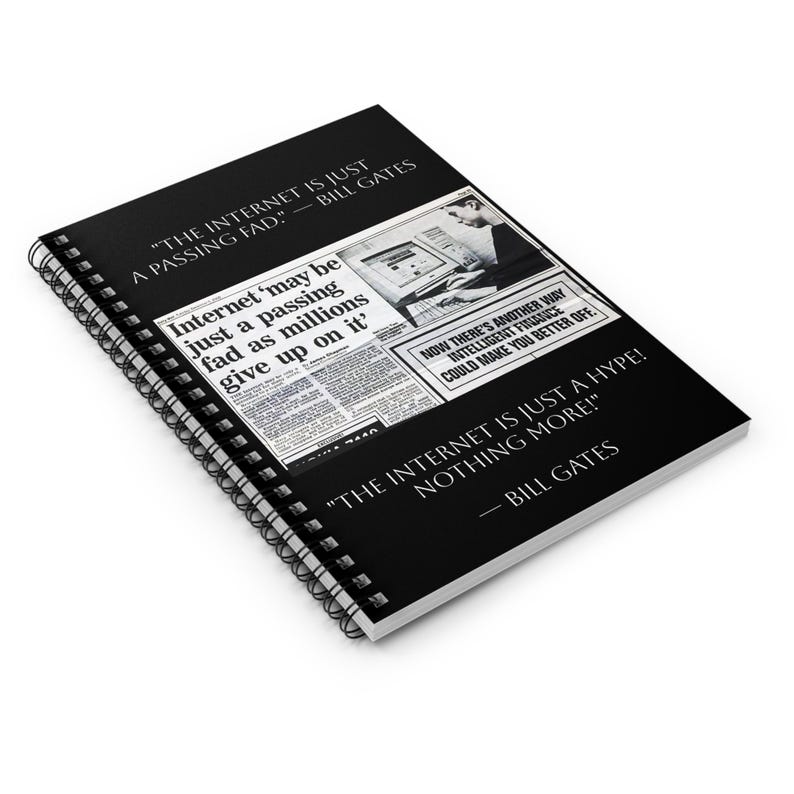 Newspaper Notebook Internet is A Fad Newspaper Print Article Bill Gates Computer Science ...
