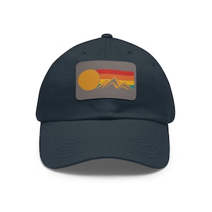 Retro Mountain Outdoors Sunset Hat, Mountain Range Camping Hat, Unisex Hat image 1