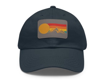 Retro Mountain Outdoors Sunset Hat, Mountain Range Camping Hat, Unisex Hat
