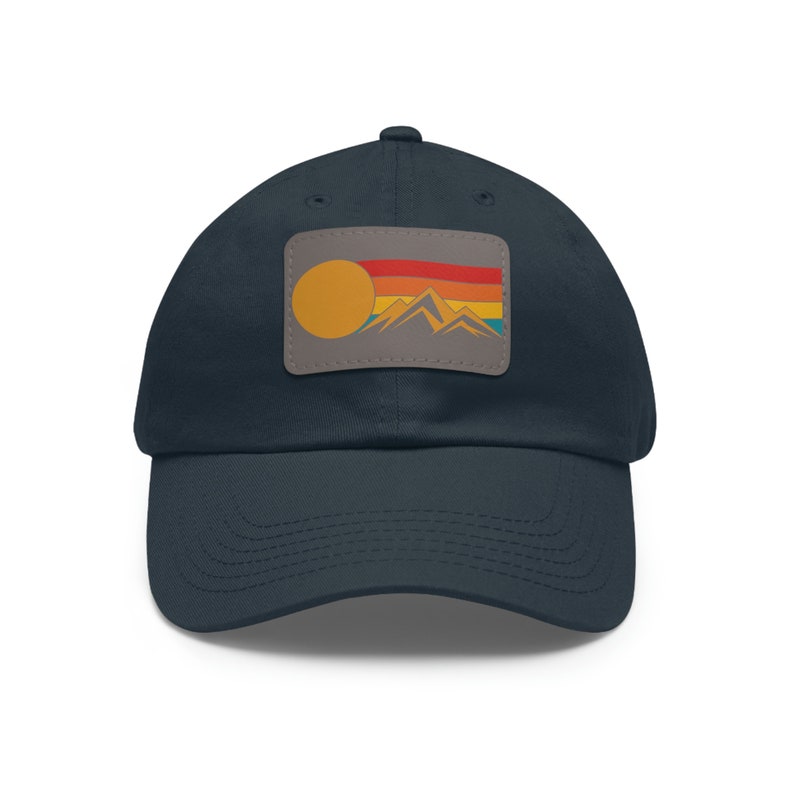 Retro Mountain Outdoors Sunset Hat, Mountain Range Camping Hat, Unisex Hat image 1