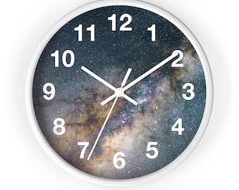 Galaxy Outer Space Stars Universe Astronomy Wall Hanging Clock, Home Decor, Fast and Free Shipping