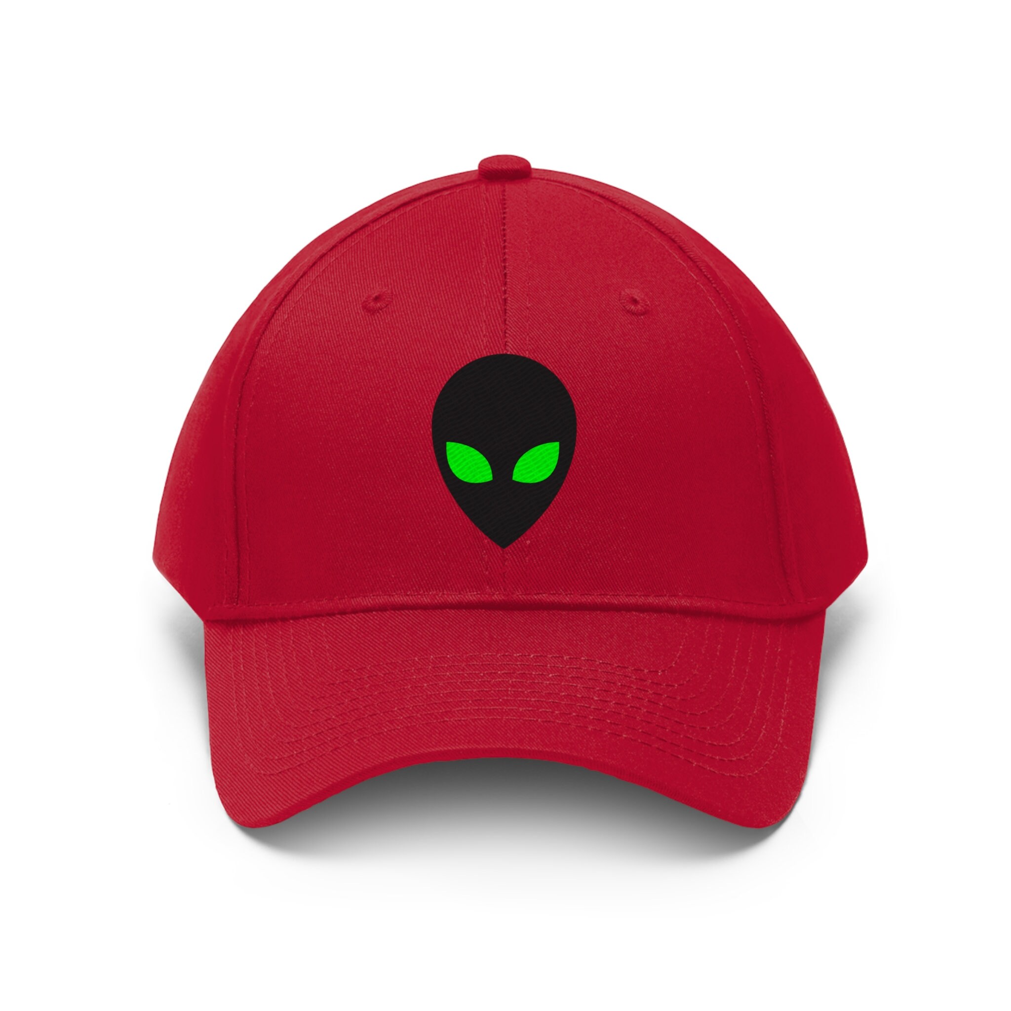 Alien Green Eyes Embroidered UFO Hat, Funny Outer Space Alien Meme