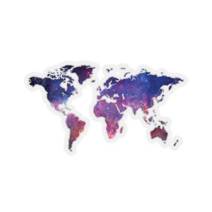 Impresionantes estrellas espaciales cósmicas Atlas mundial Mapa Geografía Computadora portátil Botella de agua Guitarra Pegatina