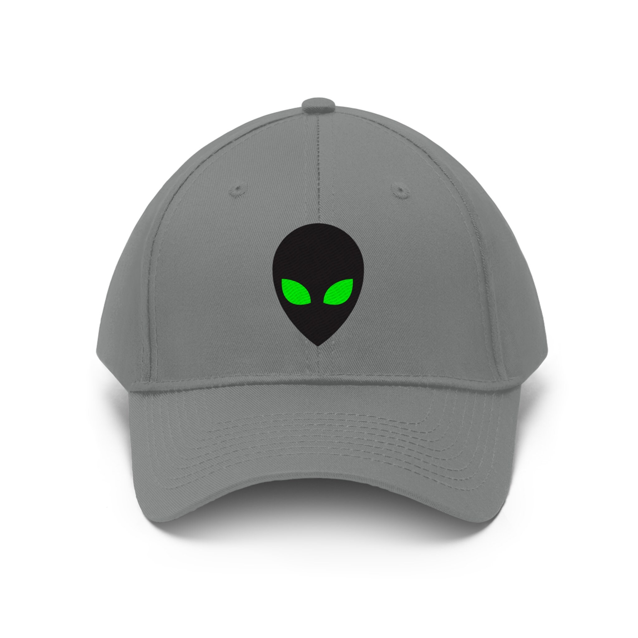 Alien Green Eyes Embroidered UFO Hat, Funny Outer Space Alien Meme